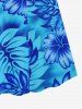 Robe trapèze à imprimé floral tropical et hibiscus grande taille, style hawaïen, cache-cœur - Bleu XS