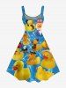 Robe trapèze hawaïenne à imprimé squelette de canard grande taille - Jaune 3X