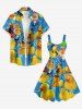 Robe trapèze hawaïenne à imprimé squelette de canard grande taille - Jaune 3X
