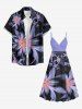 Robe débardeur trapèze à imprimé floral et feuilles grande taille, style hawaïen, cache-cœur - Pourpre  XXS