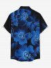Ombre Flower Print Hawaii Button Pocket Shirt For Men -  