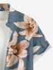 Plus Size Flower Leaf Print Hawaii Button Pocket Shirt For Men - Bleu 6XL