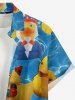 Chemise à poches boutons grande taille pour homme, imprimé squelette de canard et étang hawaïen. - Jaune 2XL