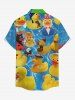 Chemise à poches boutons grande taille pour homme, imprimé squelette de canard et étang hawaïen. - Jaune 2XL