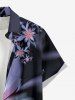 Chemise hawaïenne à imprimé floral et feuilles grande taille avec poche boutonnée pour homme - Pourpre  S