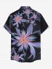 Chemise hawaïenne à imprimé floral et feuilles grande taille avec poche boutonnée pour homme - Pourpre  M