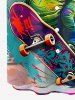 Chemise hawaïenne à imprimé dinosaure skateboard, boutonnée avec poche, pour homme - Turquoise 2XL
