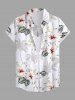 Women's Coconut Tree Hibiscus Flower Leaf Print Hawaii Shirt -  