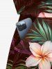 Combinaison hawaïenne grande taille à imprimé floral tropical et feuilles, cintrée - Café profond XS
