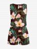 Combinaison hawaïenne grande taille à imprimé floral tropical et feuilles, cintrée - Café profond XS