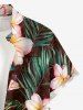 Chemise hawaïenne grande taille pour homme, à imprimé floral tropical et feuilles, boutons et poche. - Café profond 2XL