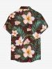 Chemise hawaïenne grande taille pour homme, à imprimé floral tropical et feuilles, boutons et poche. - Café profond 2XL