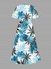 Plus Size Hibiscus Flower Leaf Coconut Tree Print Split Hawaii Midi Dress -  