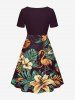 Plus Size Flamingo Hibiscus Flower Tropical Leaf Print Cinched Hawaii Dress -  