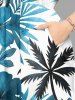 Plus Size Hibiscus Flower Leaf Coconut Tree Print Split Hawaii Midi Dress -  