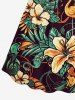 Plus Size Flamingo Hibiscus Flower Tropical Leaf Print Cinched Hawaii Dress -  