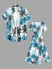 Plus Size Hibiscus Flower Leaf Coconut Tree Print Split Hawaii Midi Dress -  