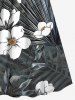 Robe à bretelles croisées à imprimé floral et feuilles grande taille, style hawaïen - Gris Foncé 2X