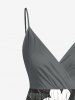 Robe à bretelles croisées à imprimé floral et feuilles grande taille, style hawaïen - Gris Foncé 2X