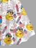 Patriotic American Flag Duck Fireworks Print Hawaii Tank Dress -  