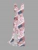 Robe hawaïenne à imprimé floral et drapeau américain patriotique, à volants et fente cache-cœur - Rose clair M