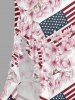 Robe hawaïenne à imprimé floral et drapeau américain patriotique, à volants et fente cache-cœur - Rose clair M