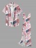 Robe hawaïenne à imprimé floral et drapeau américain patriotique, à volants et fente cache-cœur - Rose clair M