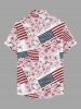 Patriotic American Flag Flowers Print Buttons Pocket Hawaii Shirt For Men -  