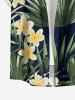 Chemise hawaïenne grande taille pour homme, à imprimé floral tropical et feuilles, avec boutons et poche. - Vert profond 2XL