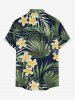 Chemise hawaïenne grande taille pour homme, à imprimé floral tropical et feuilles, avec boutons et poche. - Vert profond 4XL