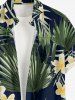 Chemise hawaïenne grande taille pour homme, à imprimé floral tropical et feuilles, avec boutons et poche. - Vert profond 4XL