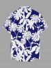 Chemise hawaïenne grande taille pour homme, à imprimé feuilles de cocotier, boutons et poche. - Bleu profond 2XL