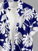 Chemise hawaïenne grande taille pour homme, à imprimé feuilles de cocotier, boutons et poche. - Bleu profond 2XL