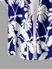 Chemise hawaïenne grande taille pour homme, à imprimé feuilles de cocotier, boutons et poche. - Bleu profond 2XL