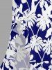 Robe hawaïenne à imprimé feuilles de cocotier, volants et fente cache-cœur - Bleu profond XS