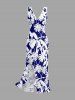 Robe hawaïenne à imprimé feuilles de cocotier, volants et fente cache-cœur - Bleu profond XS