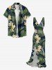 Robe hawaïenne à imprimé floral tropical et feuilles, à volants et fente cache-cœur - Vert profond XS
