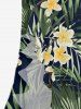 Robe hawaïenne à imprimé floral tropical et feuilles, à volants et fente cache-cœur - Vert profond XXXL