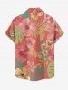 Chemise hawaïenne grande taille pour homme, à imprimé floral tropical et feuilles d'hibiscus, boutons et poche. - CORAL ROSE 2XL