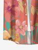Chemise hawaïenne grande taille pour homme, à imprimé floral tropical et feuilles d'hibiscus, boutons et poche. - CORAL ROSE 2XL
