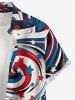Chemise à poches boutonnées grande taille pour homme, imprimé drapeau américain patriotique en spirale. - Bleu 3XL