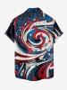 Chemise à poches boutonnées grande taille pour homme, imprimé drapeau américain patriotique en spirale. - Bleu 3XL