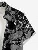 Chemise hawaïenne grande taille pour homme, à imprimé feuilles d'hibiscus, boutons et poche. - Noir 2XL