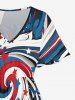 Robe midi fendue grande taille à imprimé drapeau américain patriotique - Bleu XS