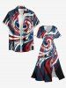 Robe midi fendue grande taille à imprimé drapeau américain patriotique - Bleu XS
