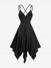 Robe cami en jacquard, à liens, volants, portefeuille entrecroisé asymétrique - Noir S