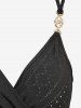 Robe cami en jacquard, à liens, volants, portefeuille entrecroisé asymétrique - Noir S