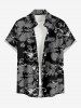 Tenue de plage hawaïenne assortie pour couples, imprimée de fleurs d'hibiscus et de feuilles - Noir 