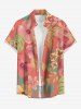 Ensemble de plage hawaïen assorti pour couples, imprimé feuilles tropicales et fleurs d'hibiscus, grandes tailles - CORAL ROSE 