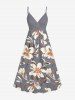 Ensemble de plage hawaïen assorti grande taille à imprimé floral pour couples - Gris Clair 